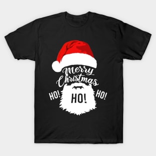 Merry Christmas Ho Ho Ho Santa Claus Beard T-Shirt